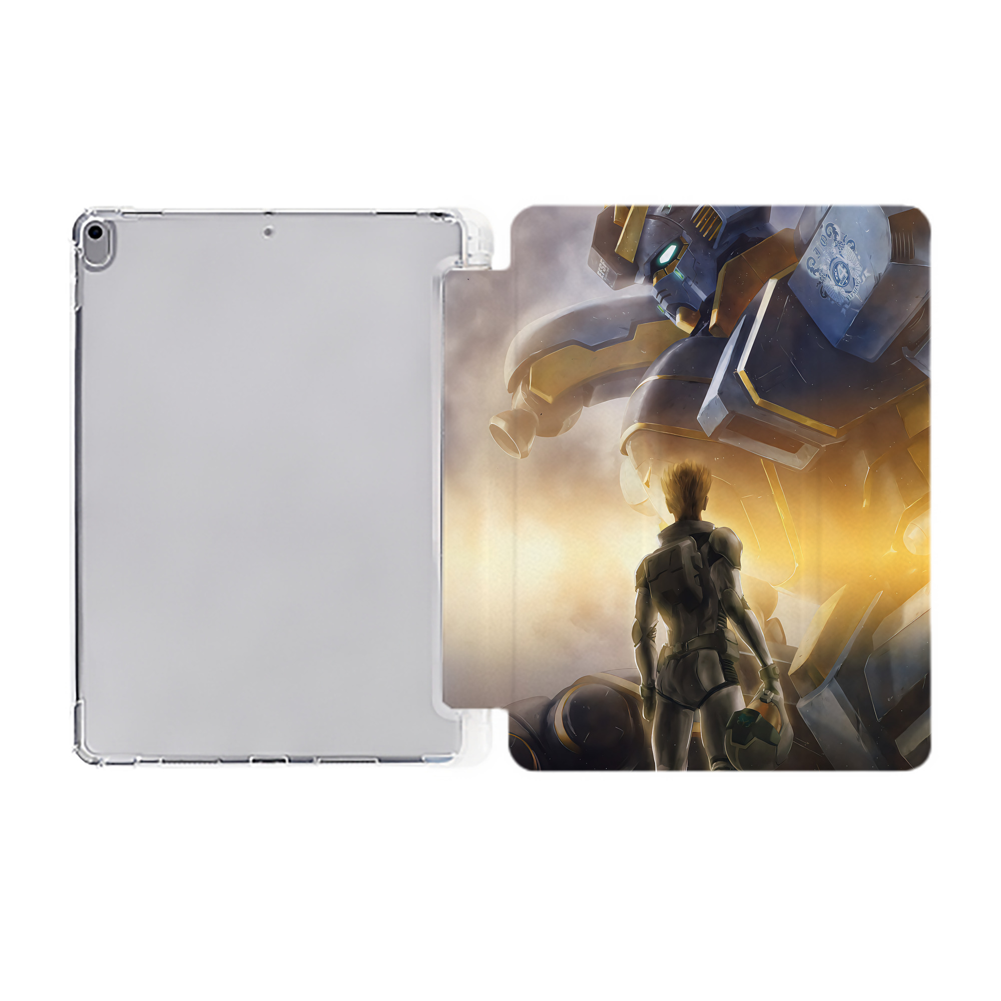 （画像用） 機動戦士ガンダム Mobile Suit Gundam IPad ケース ペン収納付き 三つ折りスタンド PUレザー×シリコン 対応機種9.5/10.5/10.9インチ